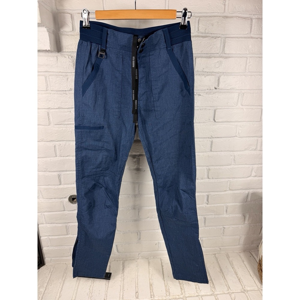 Carhartt Womens XS Rugged Flex Ripstop Cargo Scrub Pants Blue C51118 Ankle Zip